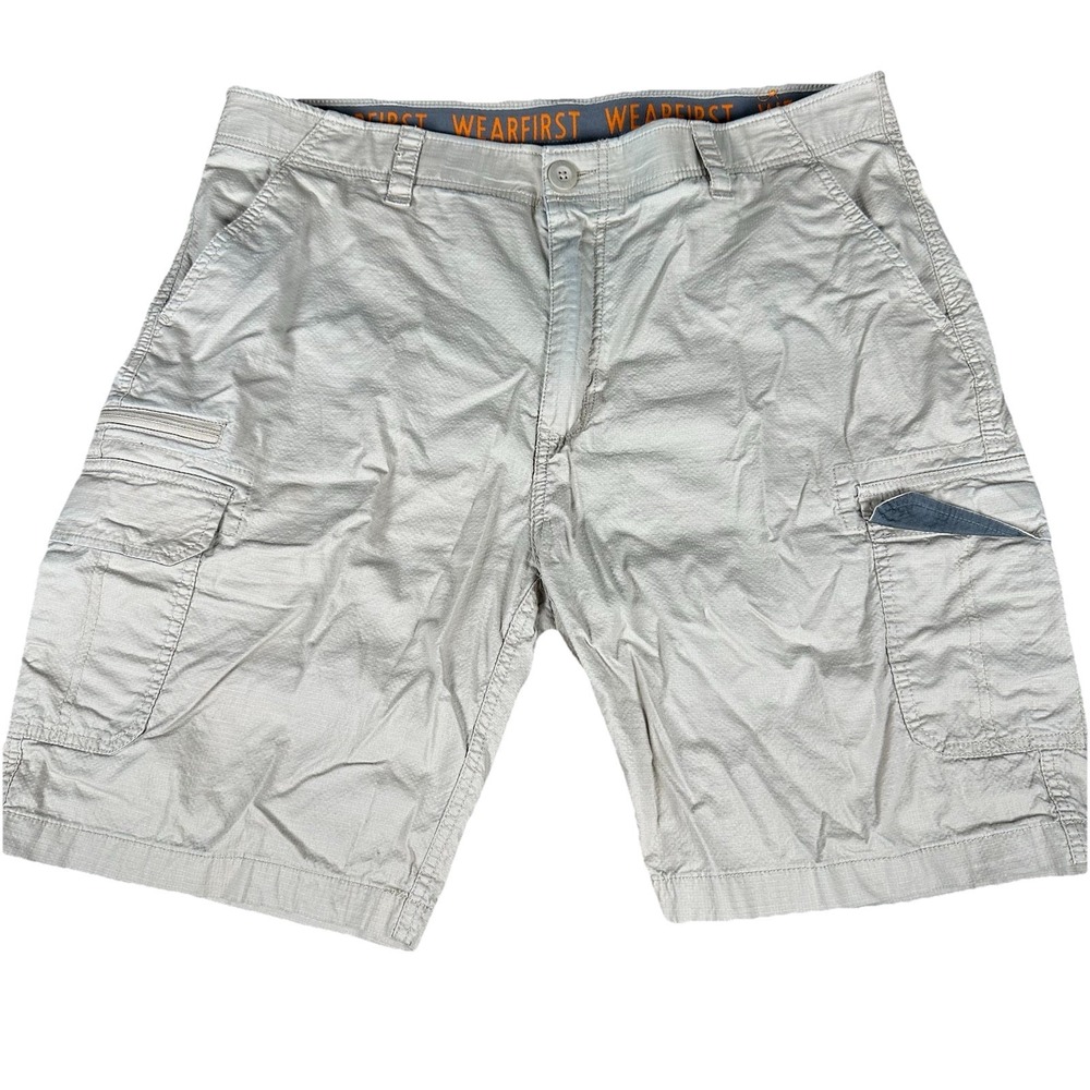 WearFirst Mens Gray Ripstop Cargo Shorts WF Free-Band Size 36 Stretch Casual
